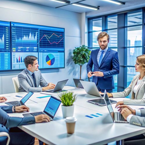 Business people having a meeting in an office.